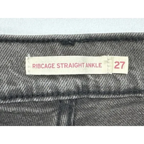 Levi's Women's Ribcage Straight Ankle Gray Denim Jeans - 27x27 (27x26.5) *READ* - Picture 6 of 9